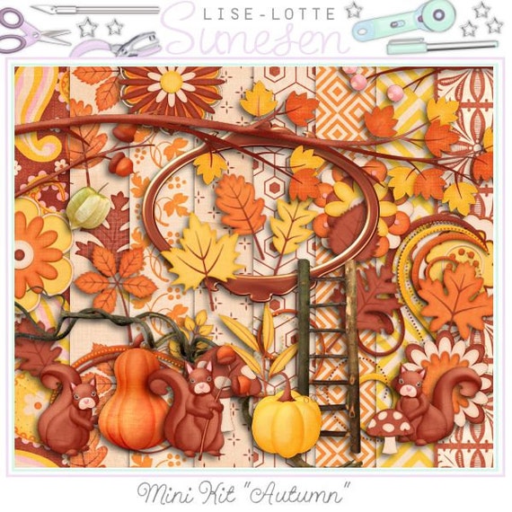 Digital Scrapbook Kit Autumn Fall Scrapbook Paper Scrap