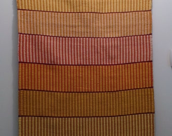 Handwoven rug, Wool rug, Gold rug, Striped rug, Scatter rug, Accent rug, Hearth rug, Durable rug, Reversible rug, Wall hanging, Cottage chic