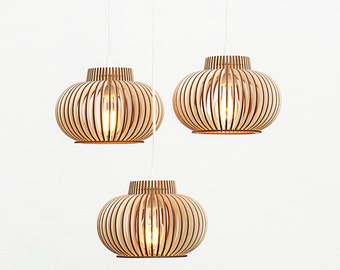 Already ASSEMBLED set of 3 lamps / set of three lamps / set of hanging lamps / set of 3 hanging lamps / wooden lamps 'Versalis Trio'