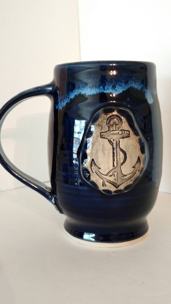 Anchor mug coffee mug unique mug glaze 16 oz by AngelaNGraham