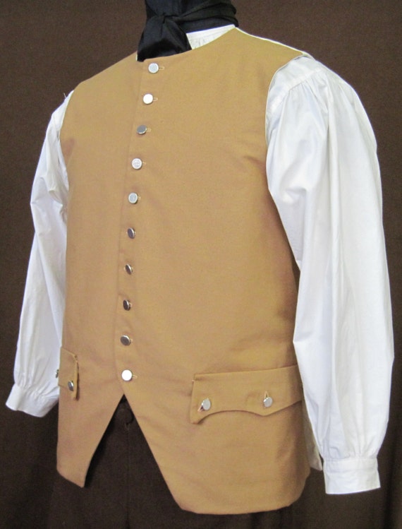 LARGE Men's 18th century Waistcoat Gold Cotton Duck