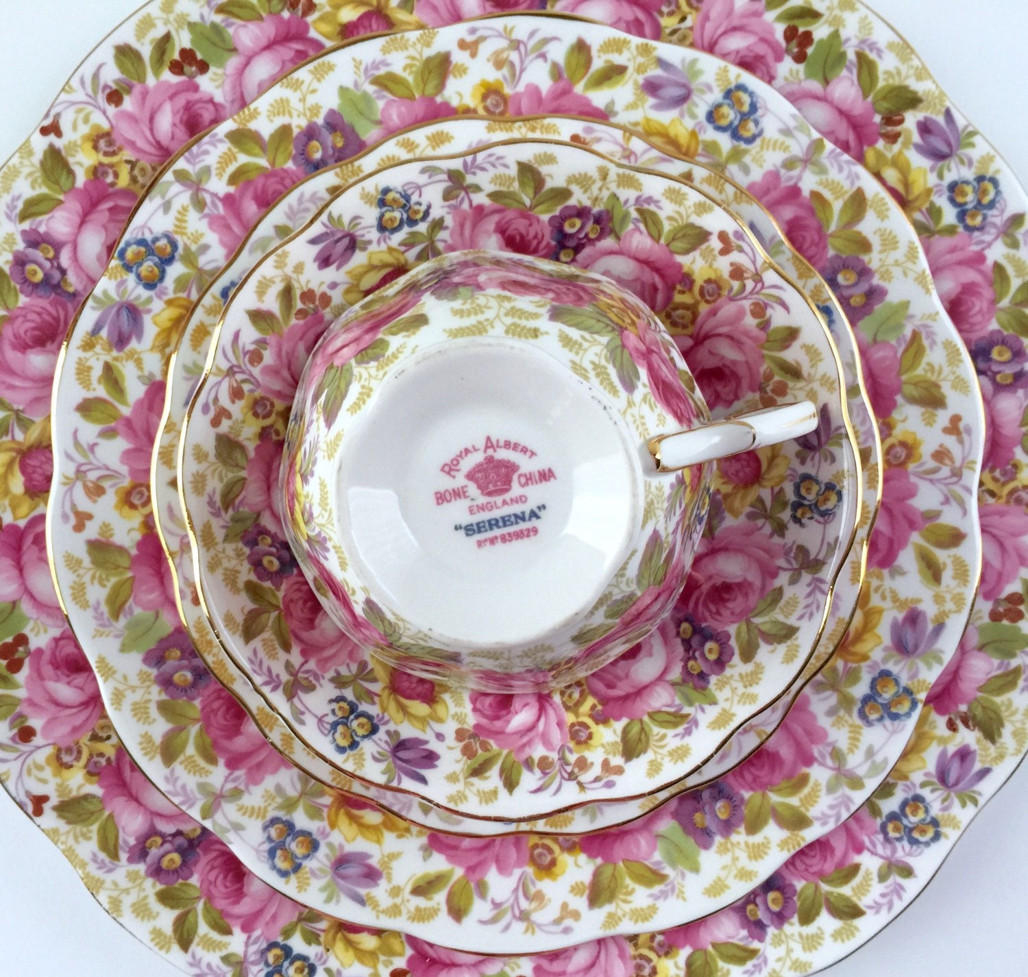 Rare Royal Albert 5 Piece Place Setting Serena