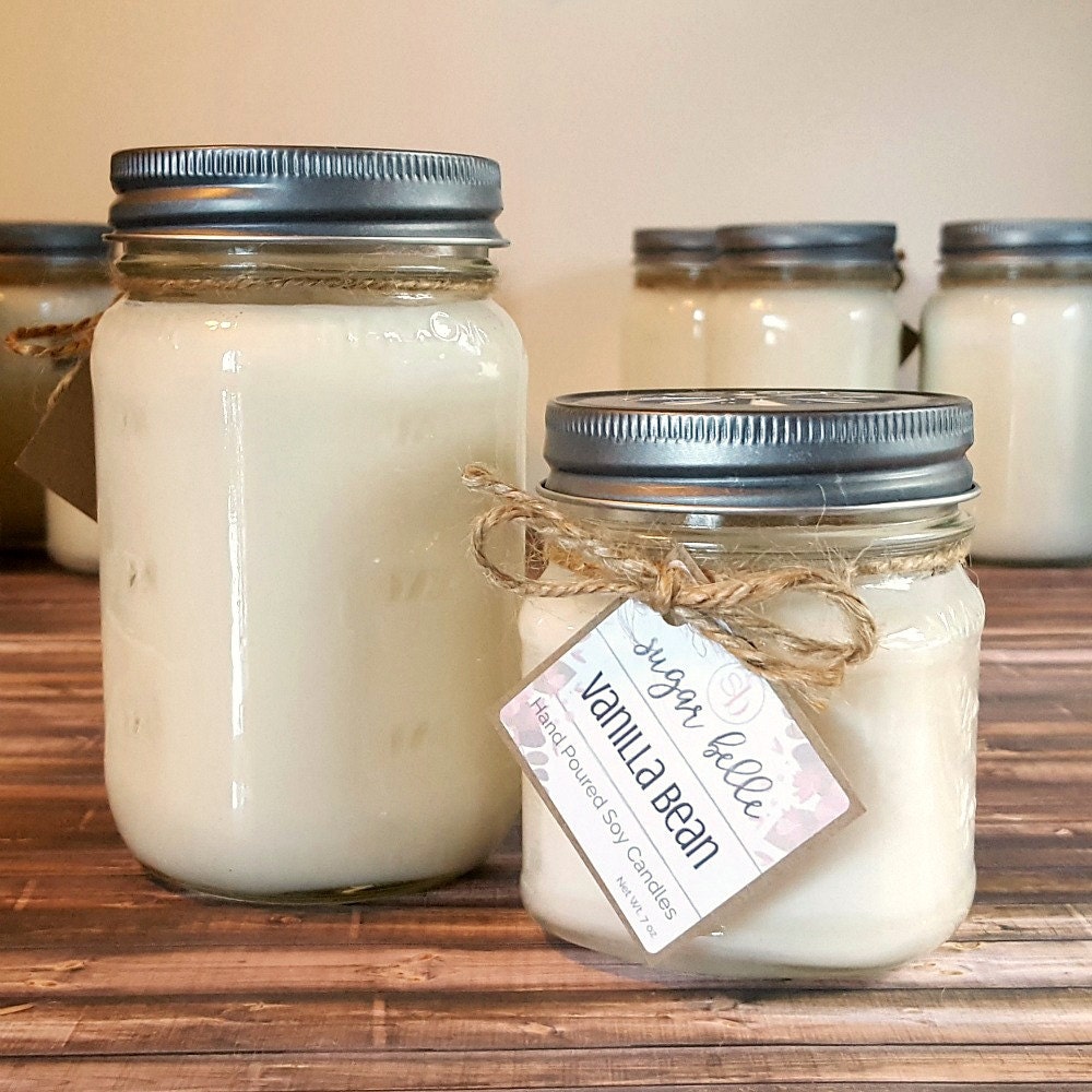 Hand Poured Soy Candles Mason Jar Candles by SugarBelleCandles