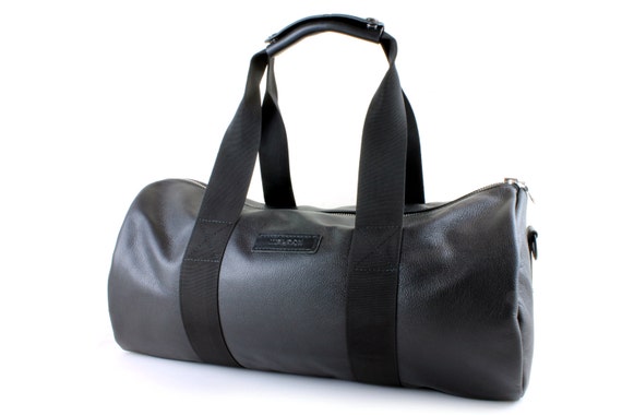 Black leather Sports Bag Luxury leather gym bag with