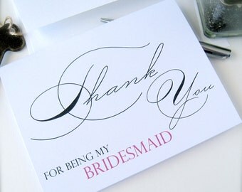 Bridesmaid thank you card, maid of honor card, flower girl thank you card, bridal party thank you card, wedding party thank you (ty1)