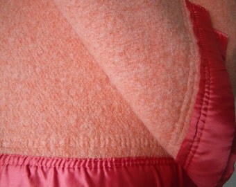 VIntage Kenwood Canadian made wool blanket | antique blanket | vintage wool blanket | Kenwood blanket | peach blanket | pink blanket