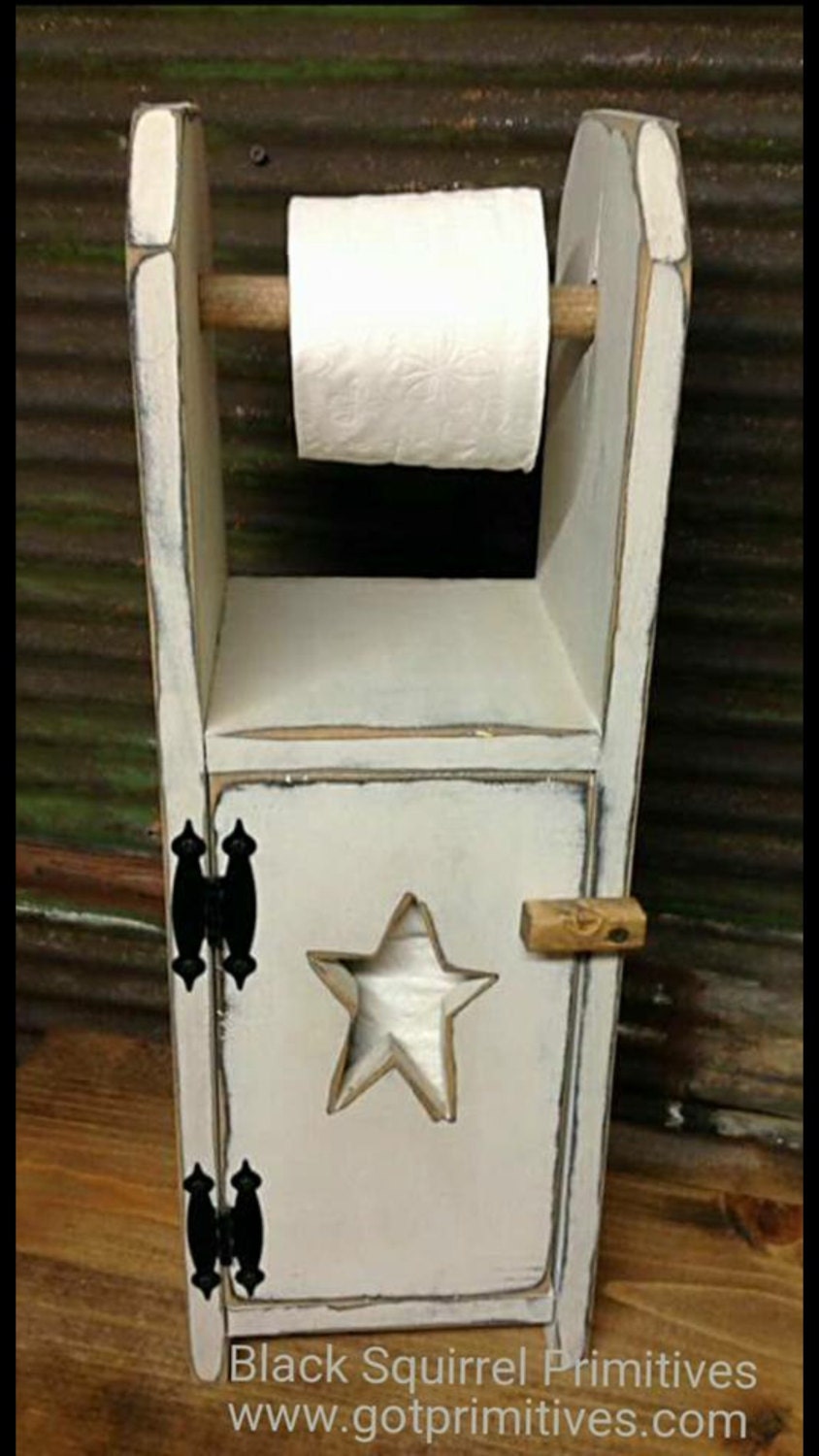 Primitive Toilet Paper Holder Bathroom Dispenser Wood