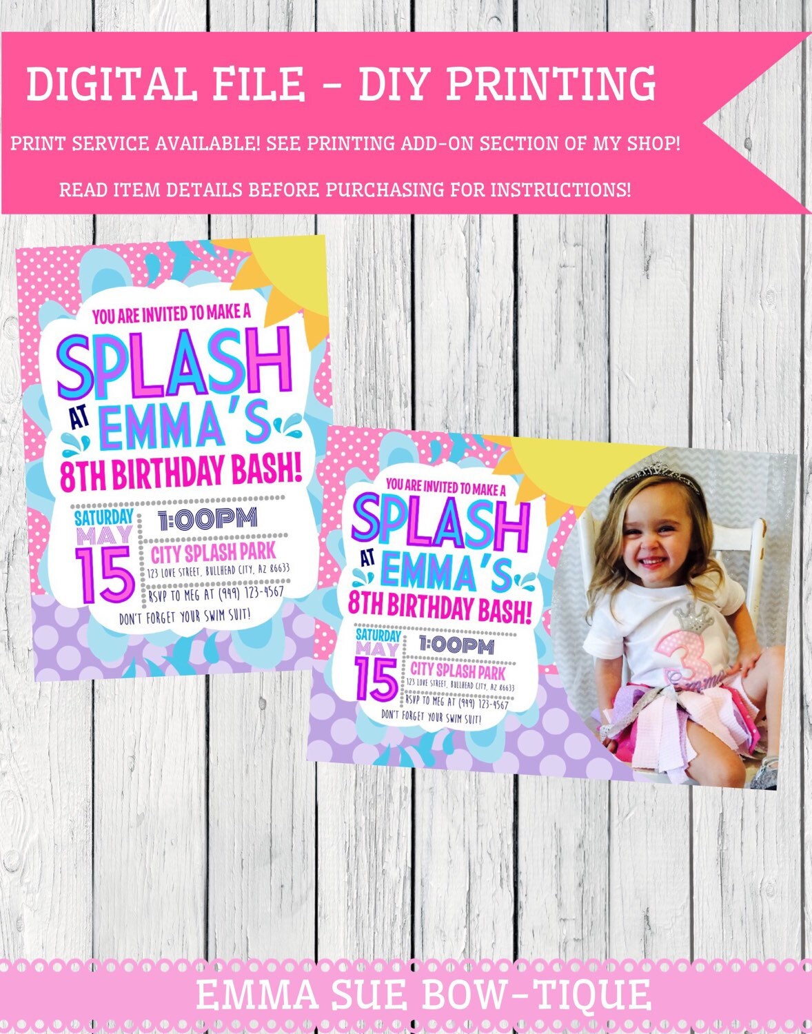 Splash Park Party: Personalized birthday invitation