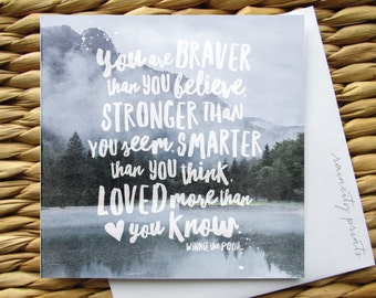 Winnie The Pooh Loved More Than You Know Love Card. Valentines Mothers Day Card. Birthday Card Friend BFF Card New Baby Congratulations Card