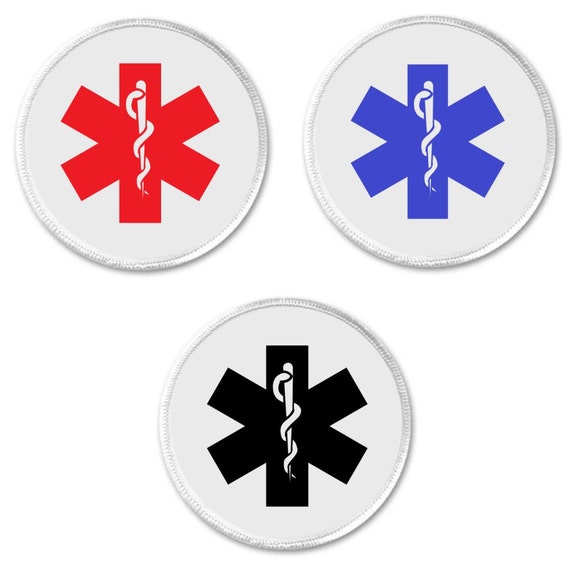 Red Blue Black Medical Alert Symbol Sign 3 Sew On Patch