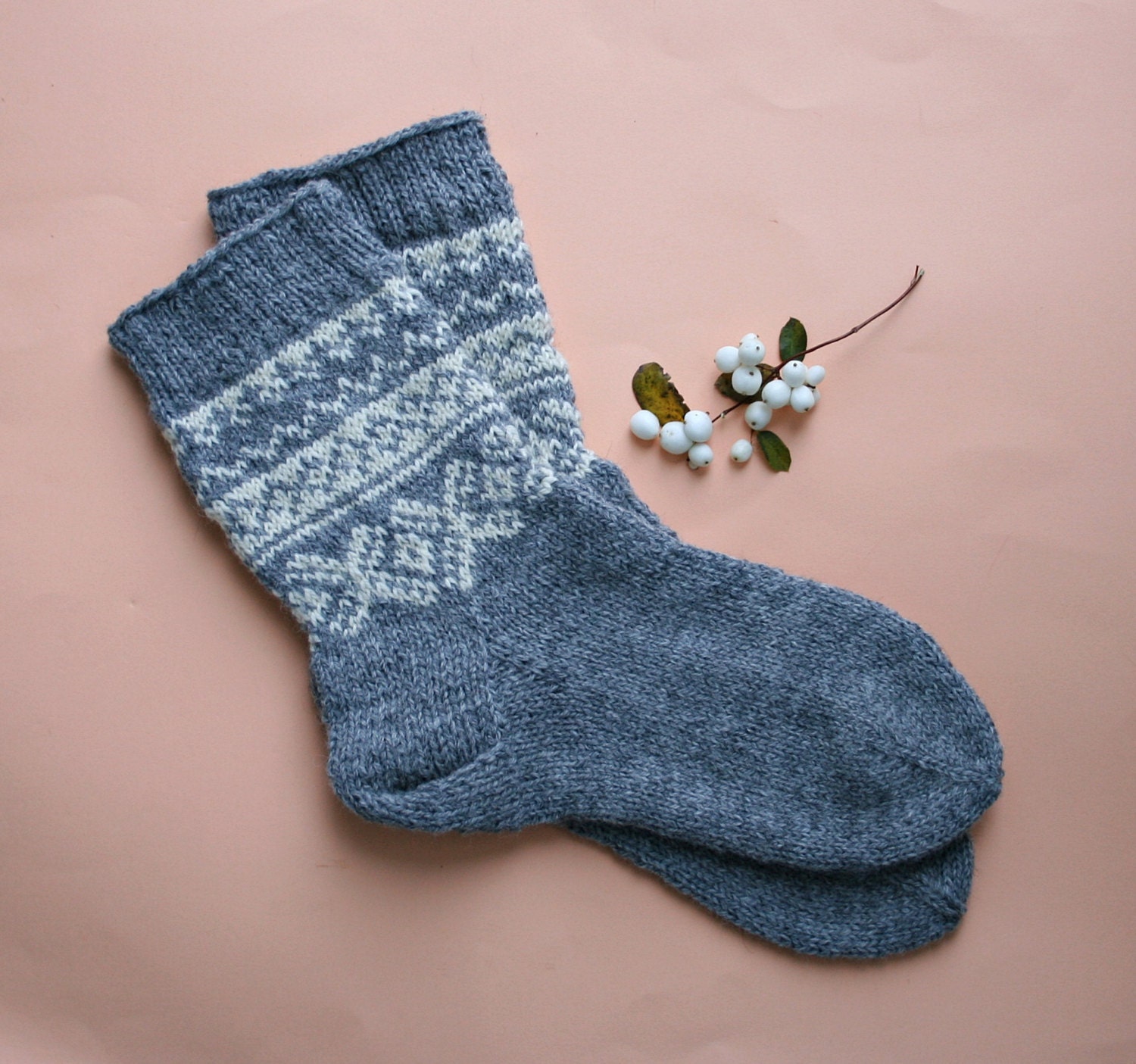 Hand knit wool socks Knit patterned socks Norwegian wool