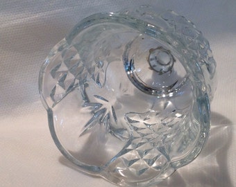Vintage diamond cut votive, leaf frond votive, clear glass sconce candle holder, scallop top votive, panel votive