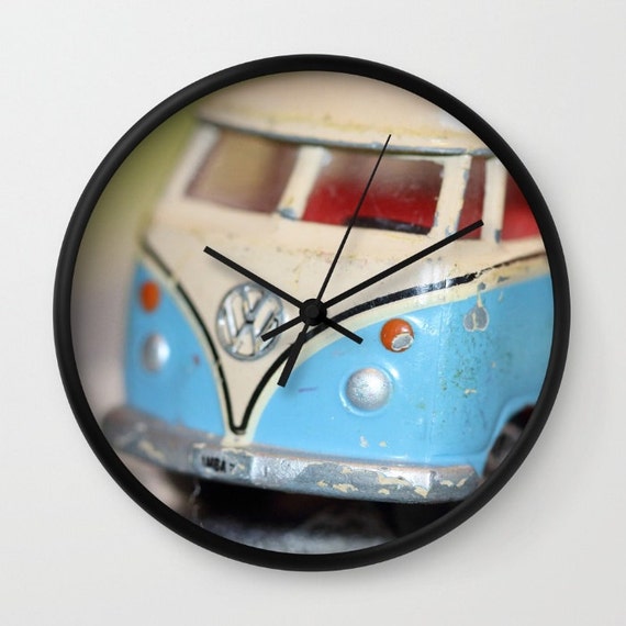 Volkswagen Bus Blue Wall Clock Cool Wall Clocks Vintage Car