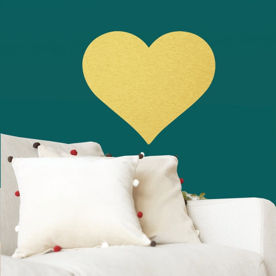 Gold Heart Wall Decal Big Heart Wall Sticker Heart Decor