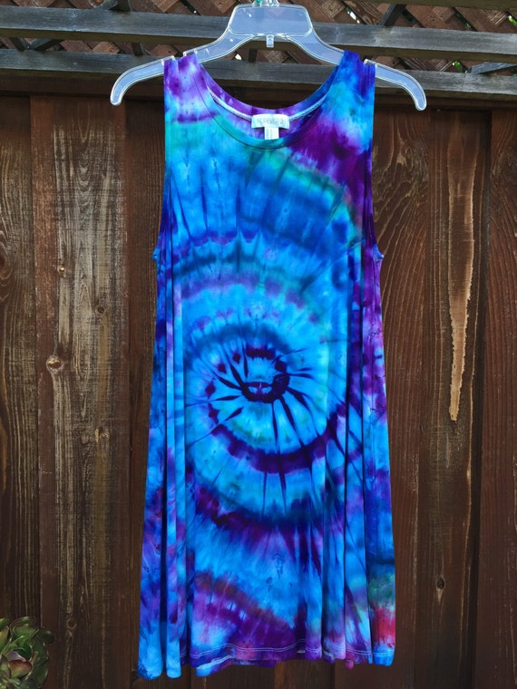 Medium blue tie dye swirl dress by Galenstiedyeshop on Etsy