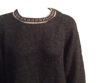 SALE: Charcoal Grey Wool Longsleeve Sweater - Size Large