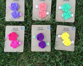 Felt Rose Embellished Clips (set of 2)