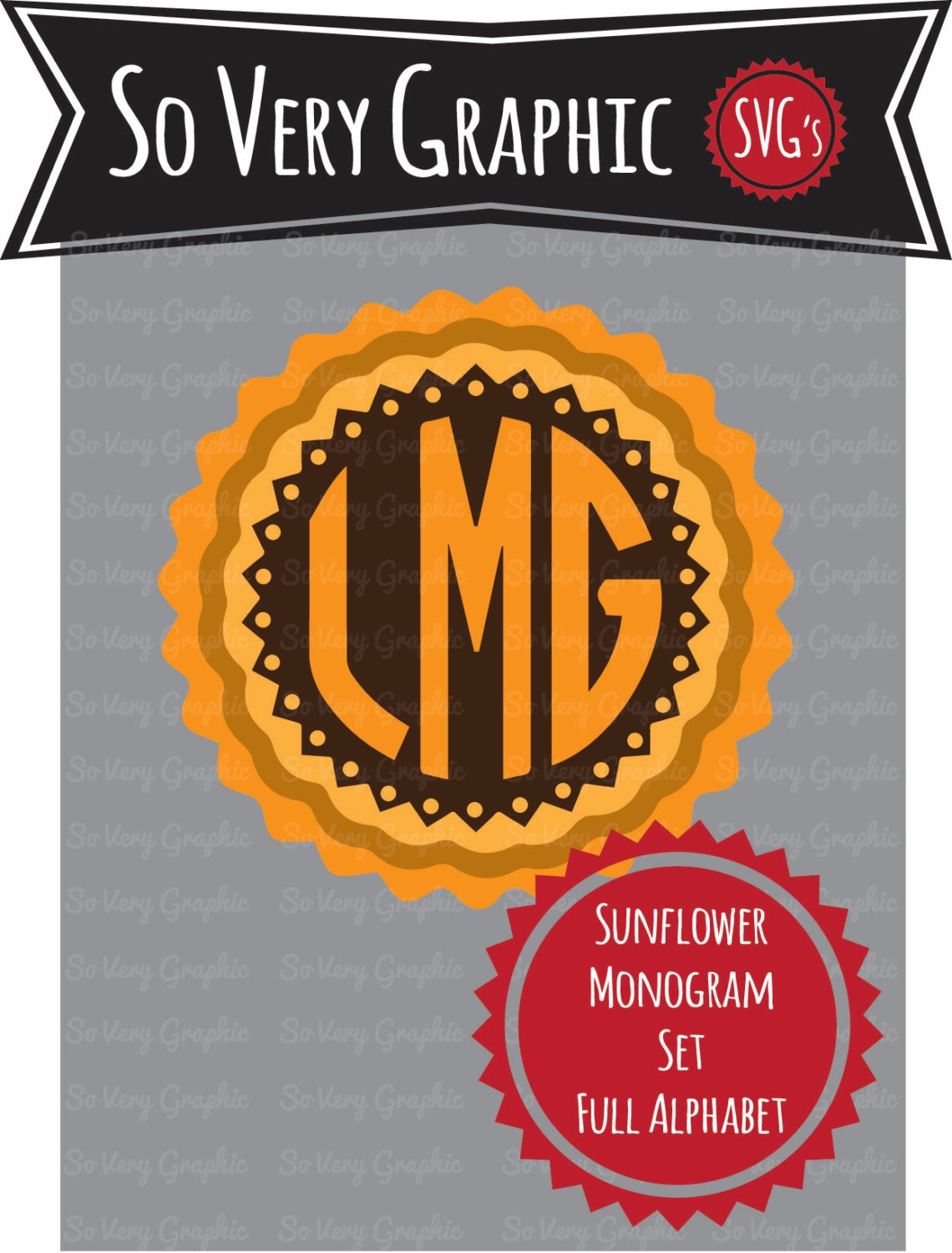 Download Vintage Sunflower Monogram Set - SVG Font Cutting Files ...