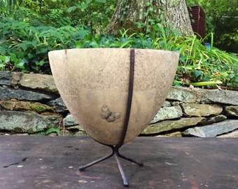 The Original Kimball Bullet Planter Signed 1950's California MCM Vesta Butterflies Fern Leaves