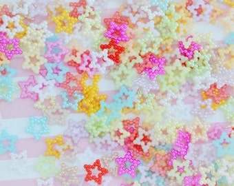 13mm Tiny Kawaii Pastel Pearl Star Decoden Cabochons - 100 piece set