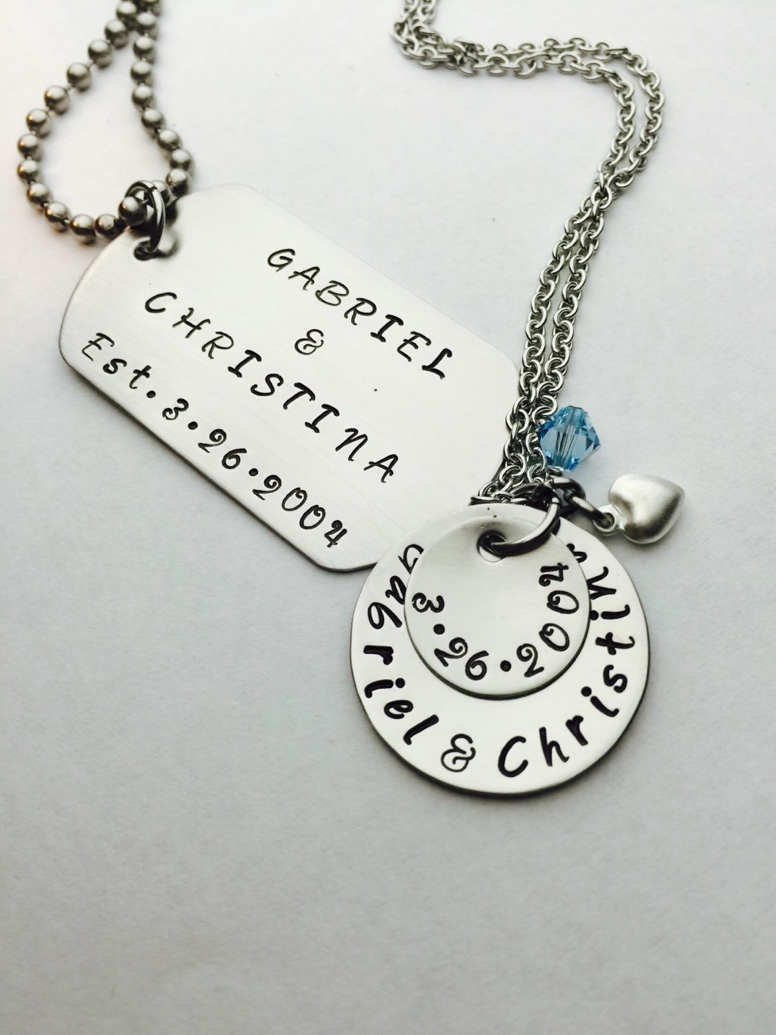 Personalized Couples Necklace Key Chain Set Wedding Gift His