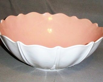 Vintage Milkglass Bowl with a peach colored interior