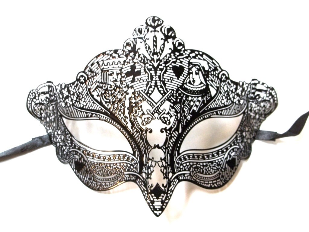 Poker Face Men's Masquerade Venetian Metal Filligree Mask