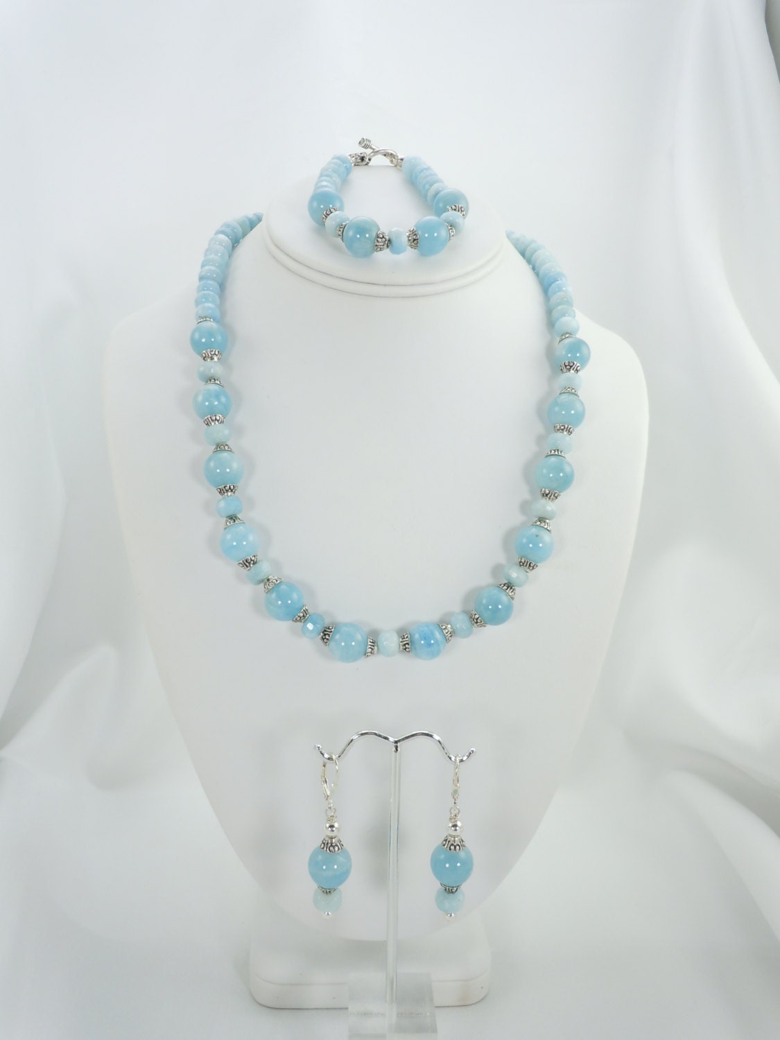 Genuine Aquamarine Jewelry Set Necklace Set Aquamarine