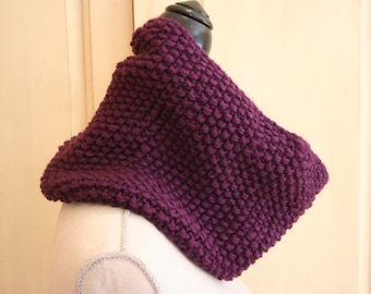 Hand Knit Cowl / Snood / Purple Infinity Scarf /Knitted Cowl / Purple Cowl