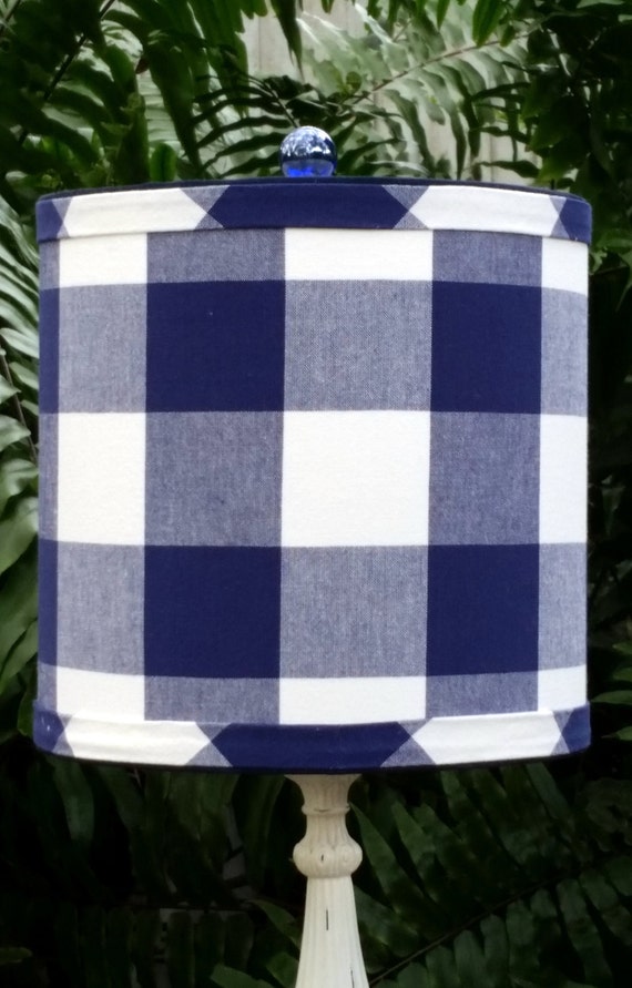 16x16x12 Inch Drum Lampshade – Gingham Plaid Linen Shade For Table & Floor Lamps