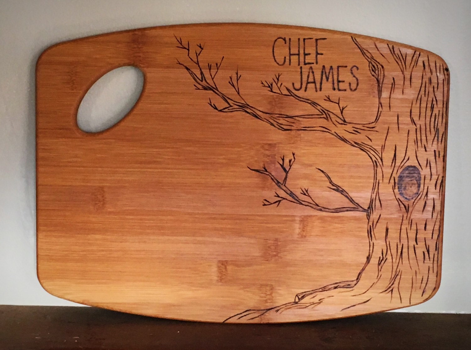 Wood burned Cutting Board bamboo personalized chef cutting