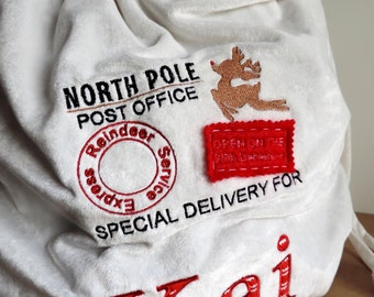 Santa Sack Embroidery Design, Christmas Embroidery Design, North Pole Embroidery Design, Personalised Santa Sack Embroidery Design,