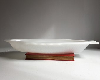 Large USA Glasbake Milk Glass Fish Dish Tray