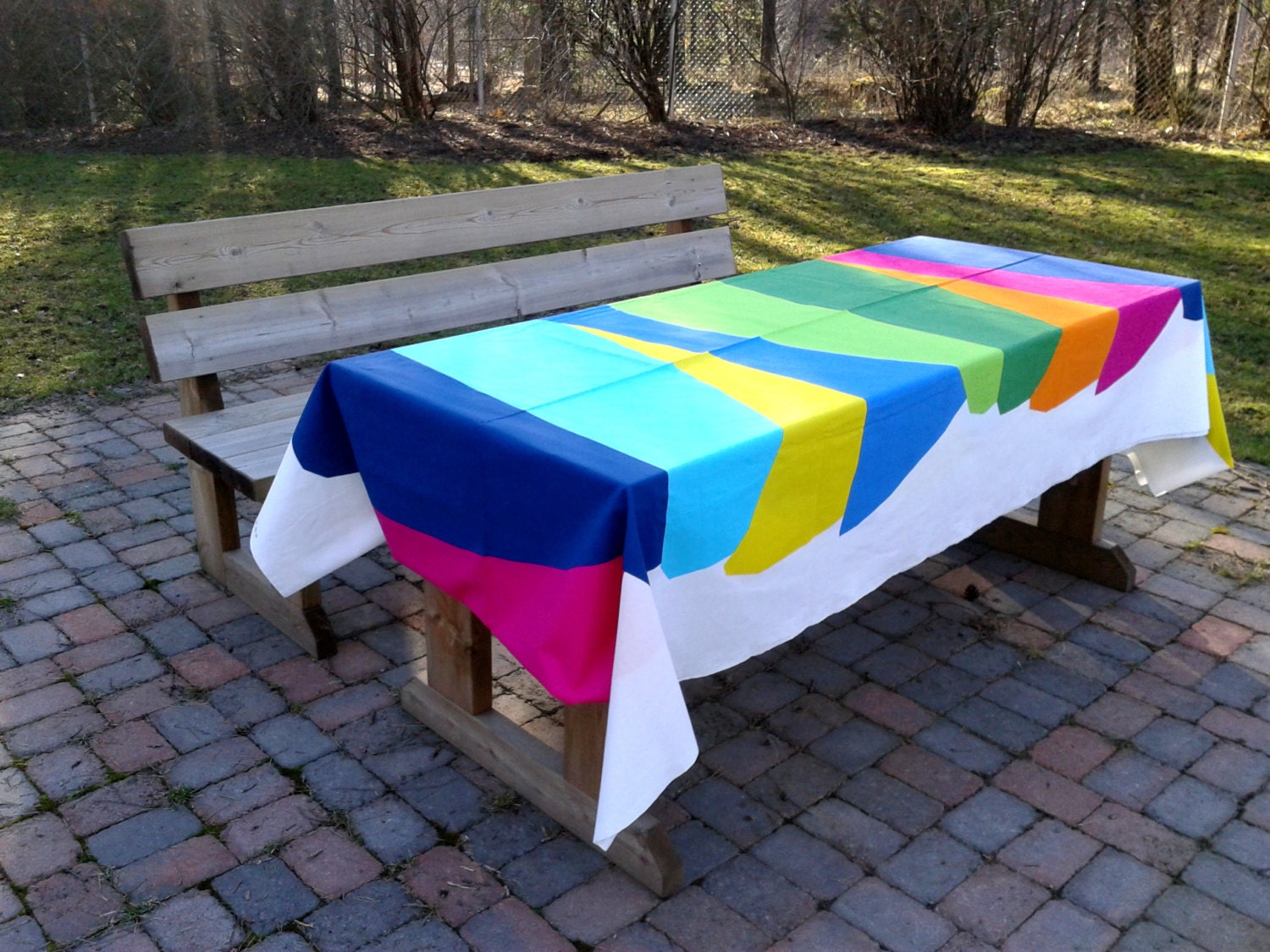 Modern tablecloth made from Marimekko fabric Scandinavian