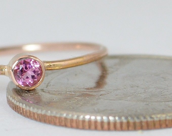 14k Rose Gold Pink Tourmaline Infinity Ring, 14k Rose Gold Ring, Stackable Rings, Mother's Ring, October Birthstone, Rose Gold Infinity Ring