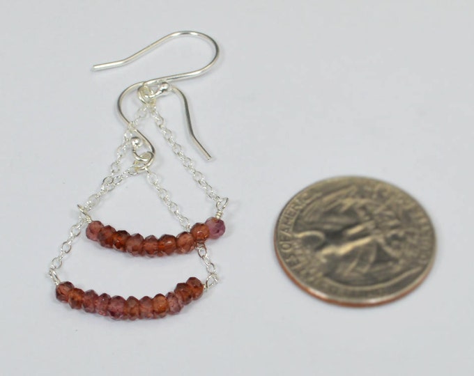 Garnet Earrings, Delicate Earrings, Gold Earring, Sterling Earrings, Rose Earrings, Copper, Dangle Earrings, Gemstone, Red Earring