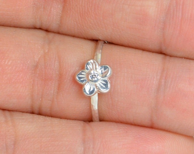 Small Flower Ring, Silver Flower Ring, Sterling Silver Ring, Forget Me Not, Flower Jewelry, Sterling Flower Ring, Floral Ring, Thin Ring