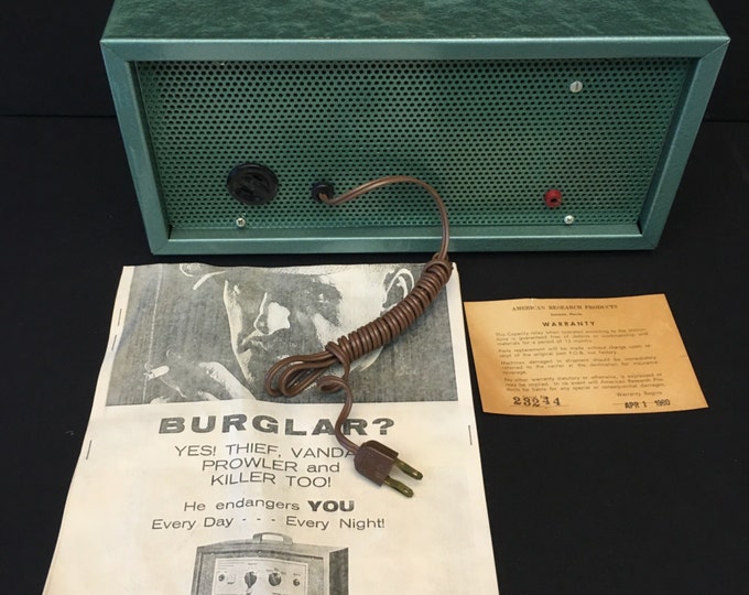 Storewide 25% Off SALE Original Vintage American Research Products Model 616 Burglar Alarm With Original Paperwork Featuring Factory Key & S