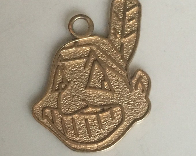 Storewide 25% Off SALE Vintage Michael Anthony Signed 14k Gold Cleveland Indians Chief Wahoo Bracelet Charm Featuring Beautiful Etched Desig
