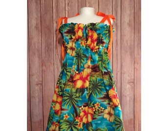 Children's Luau Dress, Baby Hawaiian Outfit, Girl's Tropical Dress, Girl's Tiki Dress, Hawaiian Luau Dress