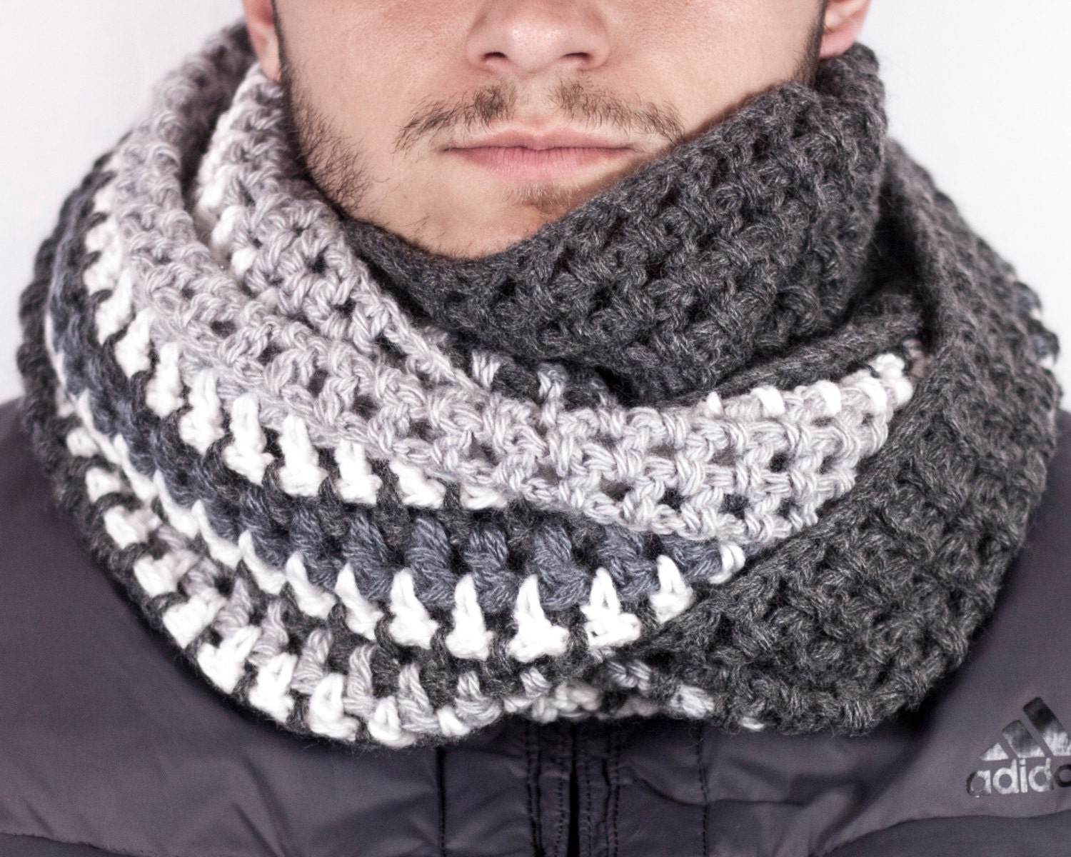 Crochet Men's Scarf Chunky Scarf for Men Unisex Scarf