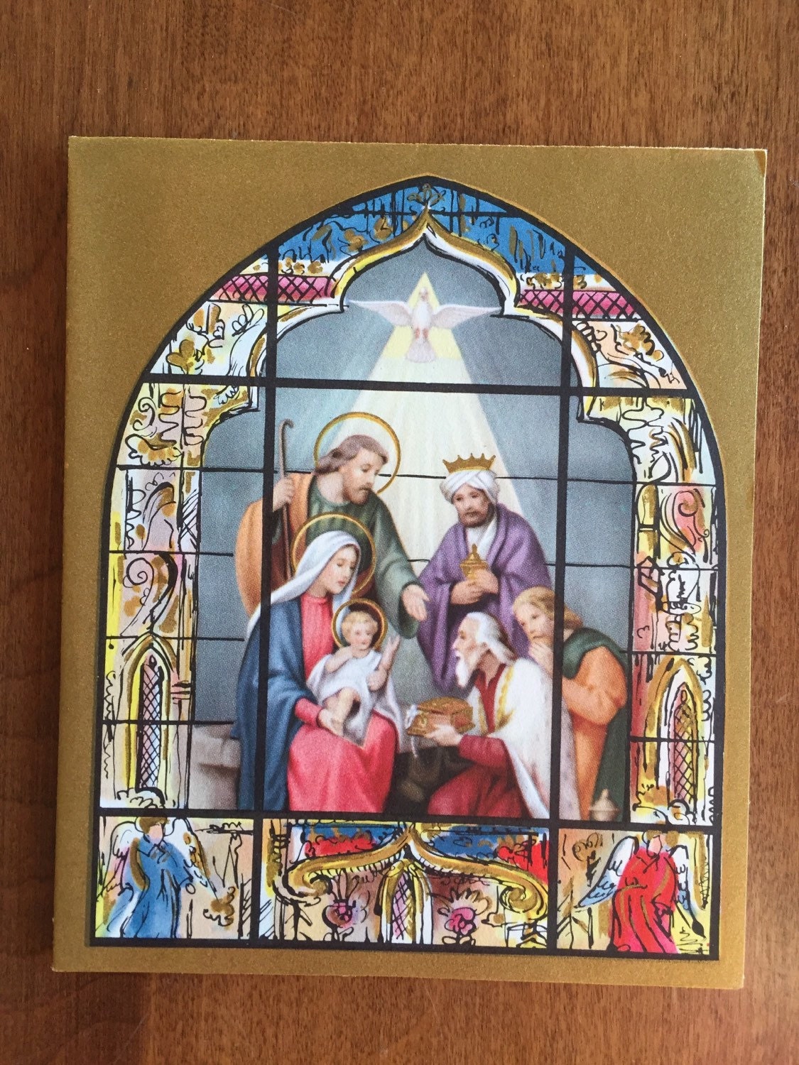 beautiful vintage unused religious christmas card nativity