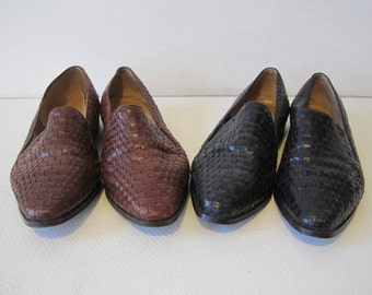 HUNT CLUB Dress Shoes Size 9 M Women's Braided Leather Lot of 2 Vintage A1031