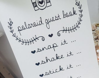Vintage/Rustic ivory A3 Polaroid guest book sign for weddings/parties - backed or unbacked-FREE UK POSTAGE!