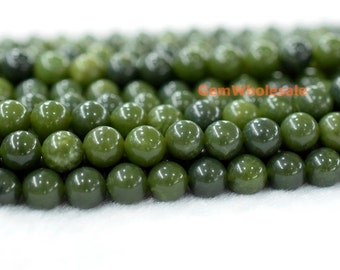 15.5" New Canada jade 8mm/10mm/12mm round beads,natural dark Green color gemstone, semi-precious stone, New Canadian jade
