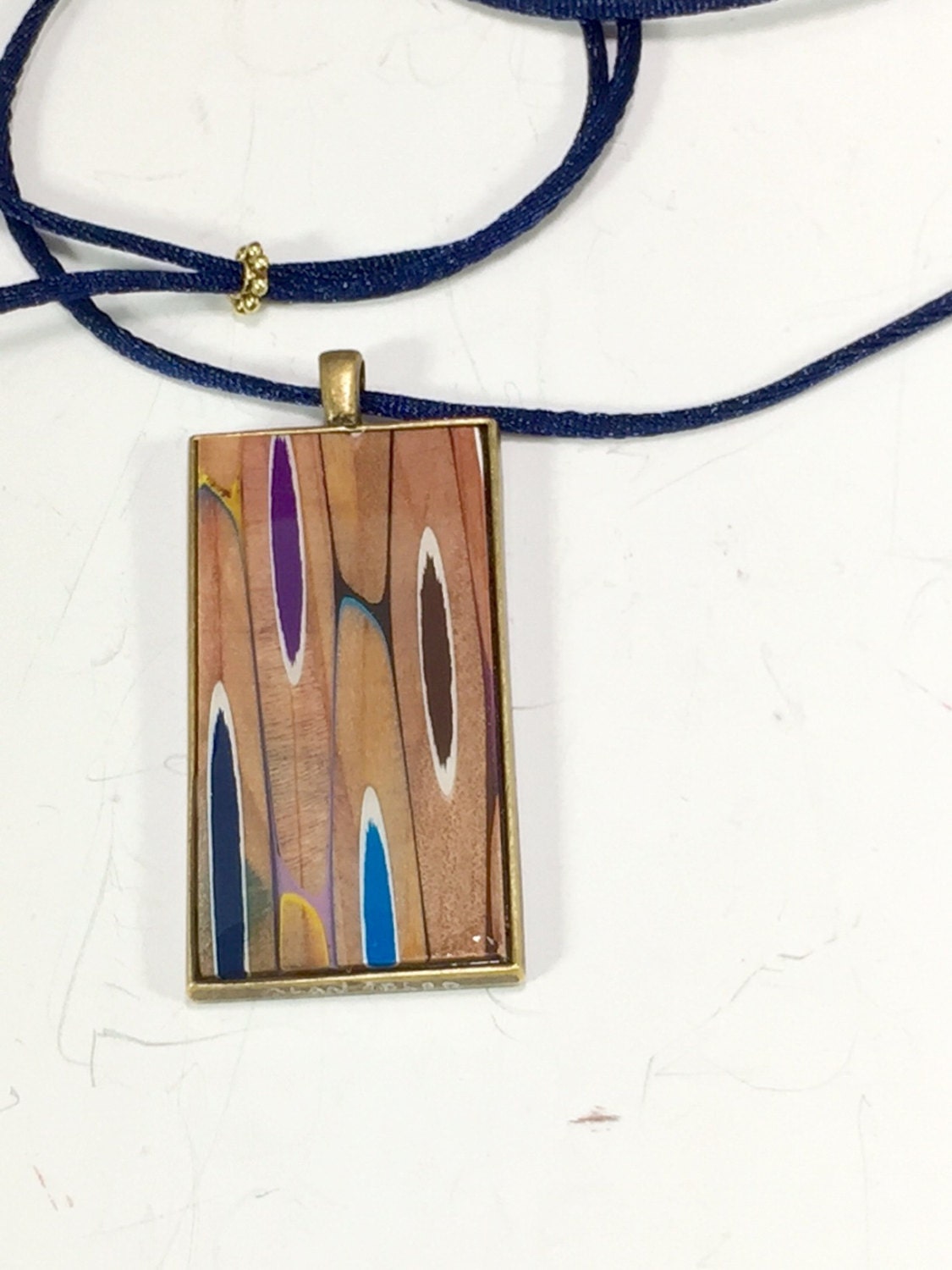 Colored Pencil Necklace Colored Pencil Pendant Wood Jewelry