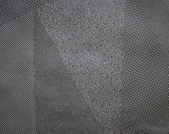 Charcoal and white Japanese silk Kimono sold per 1/2 meter