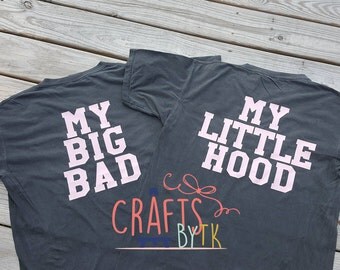 My Big Bad My Little Hood Shirt! Monogrammed Pocket tee!