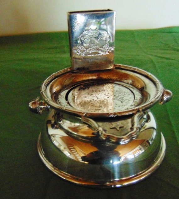 Vintage silver plated ashtray and matchbox holder by lesarmoire