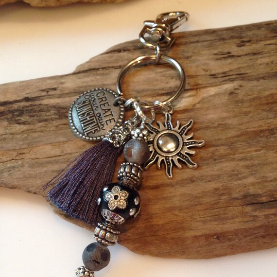 Boho Keychain Beaded Keychain Tassel by BohoBlissCreations on Etsy